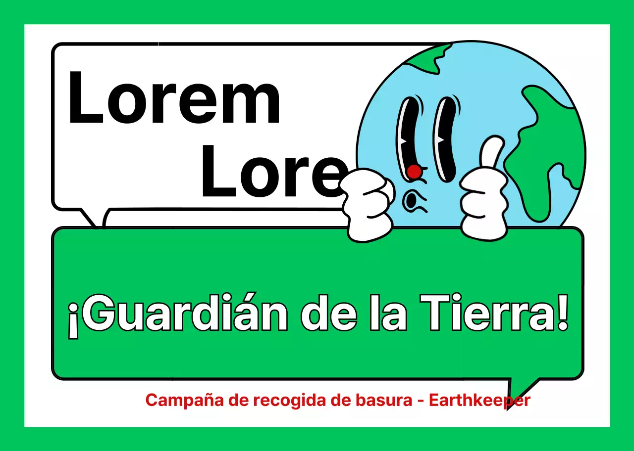 Promociona una campaña medioambiental con una simpática ilustración de la Tierra en blanco y verde.