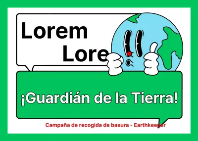 Promociona una campaña medioambiental con una simpática ilustración de la Tierra en blanco y verde.