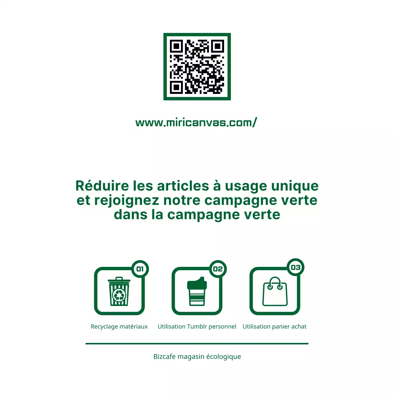 Texte simple et épuré et combinaison d'icônes dans un style de mise en page vert et blanc Guide de campagne vert