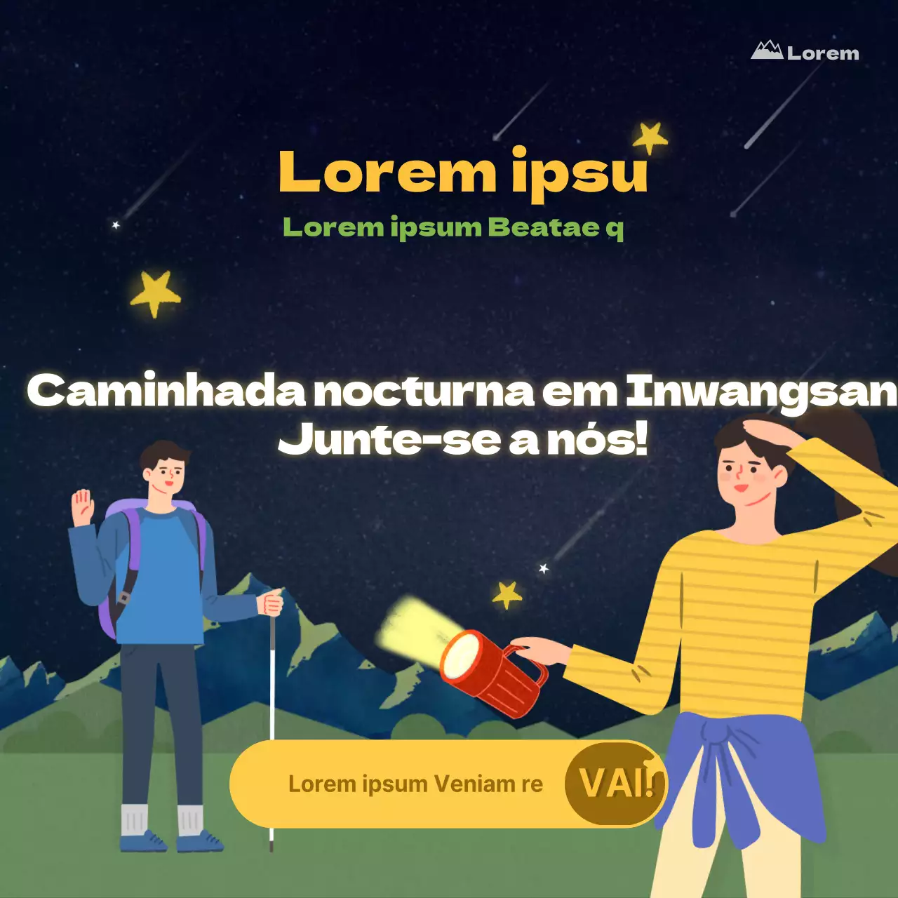 Recrutamento da equipa da caminhada nocturna ilustrada de Blue (publicação no feed do Instagram)