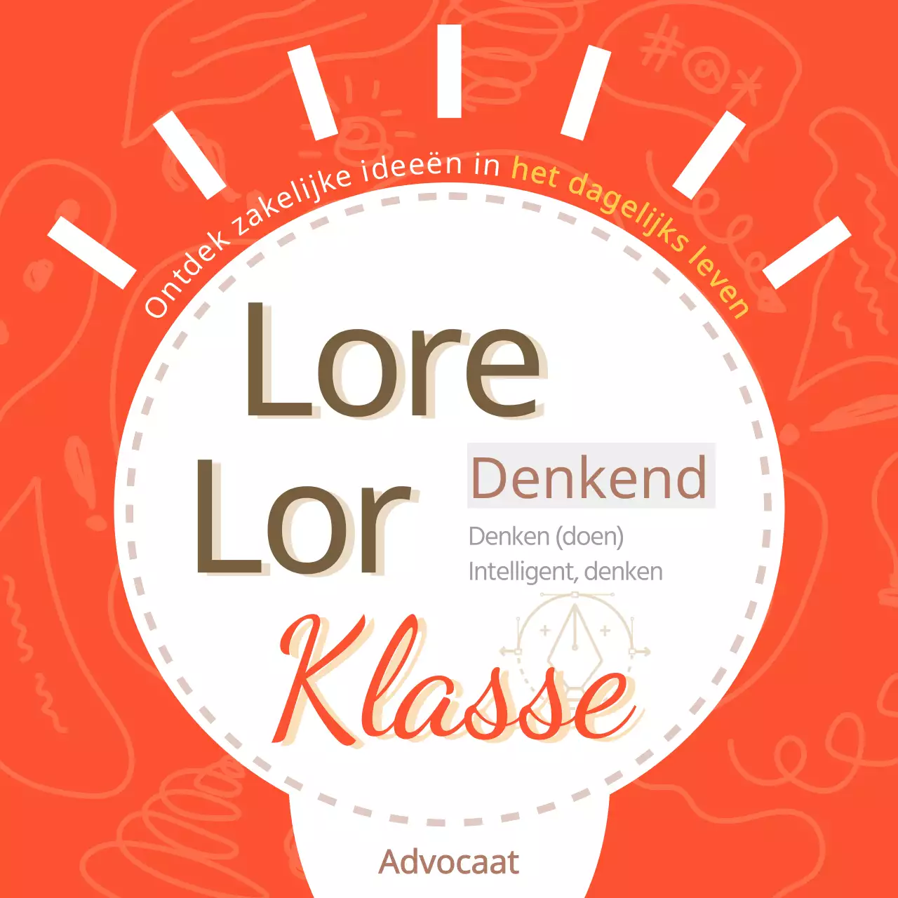 Zakelijk idee ontdekking ontwerp denken klasse voor pre-advocaten met gloeilamp pictogram op rode achtergrond