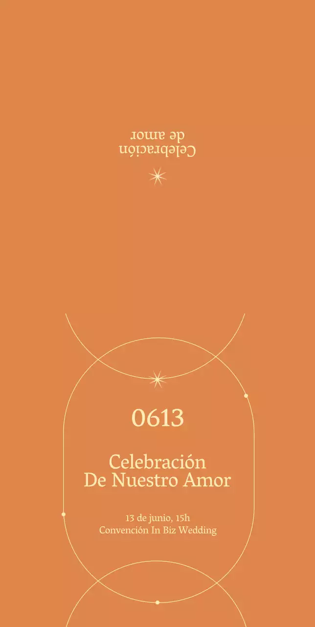 Emotiva invitación de boda sencilla con fondo naranja