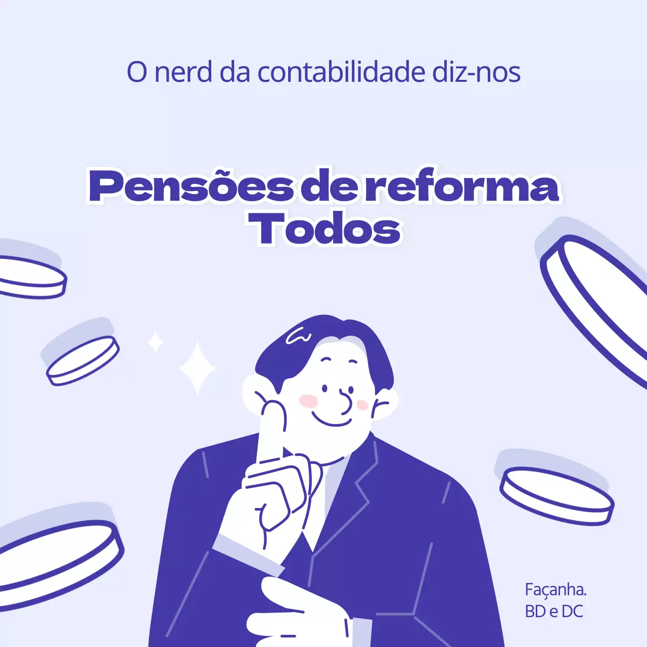 Informação azul e minimalista sobre fundos de pensões