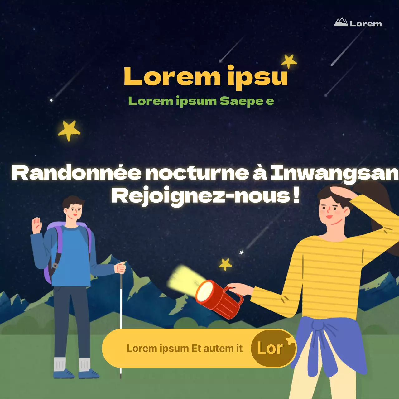 Blue's illustrated night hike crew recruitment (Instagram feed post)