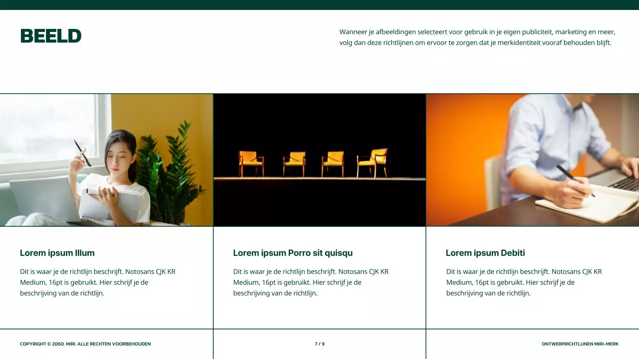 Eenvoudige merkrichtlijnen in groen met oranje accenten