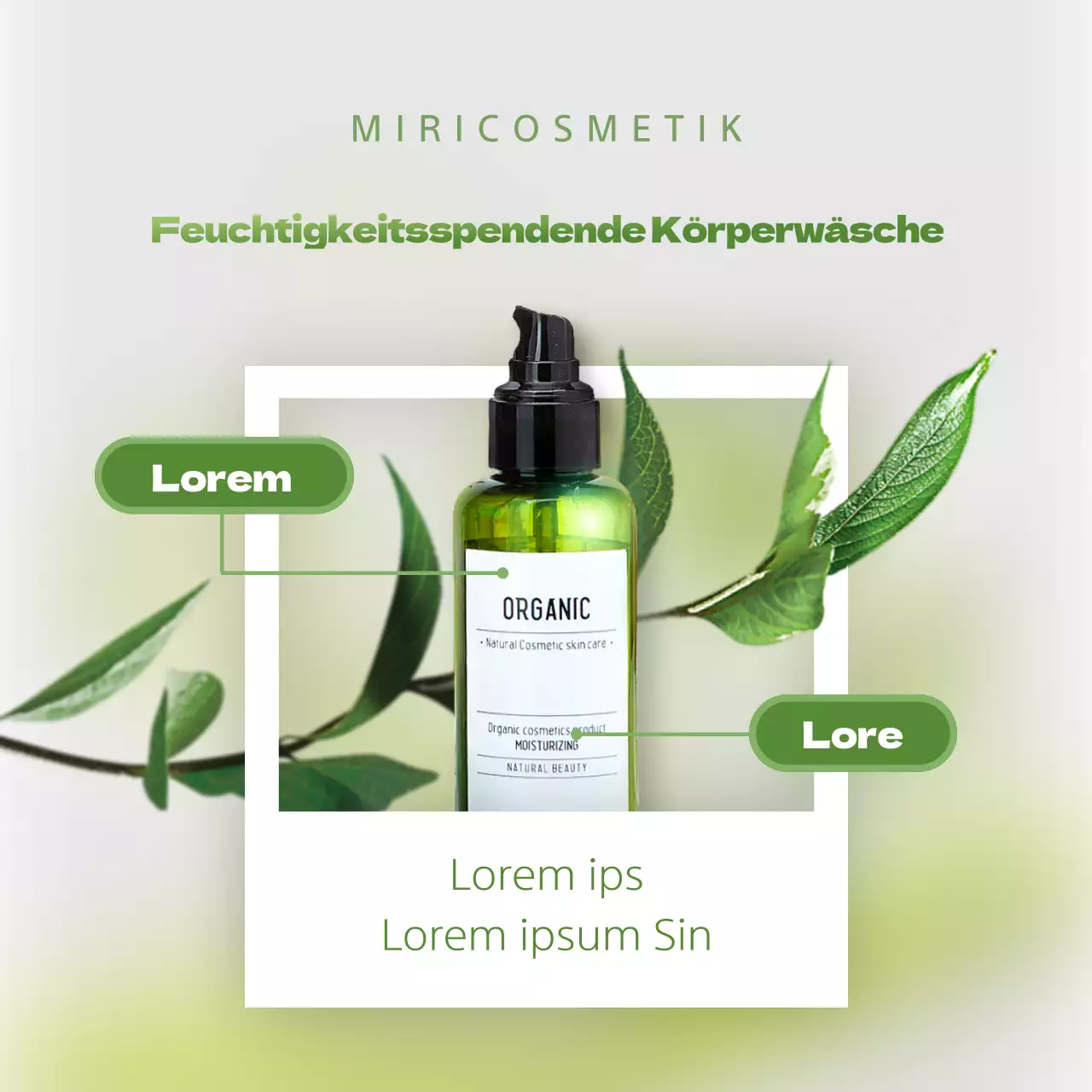 Kosmetikwerbung für ein grünes, natürliches Sommer-Körperwaschmittel