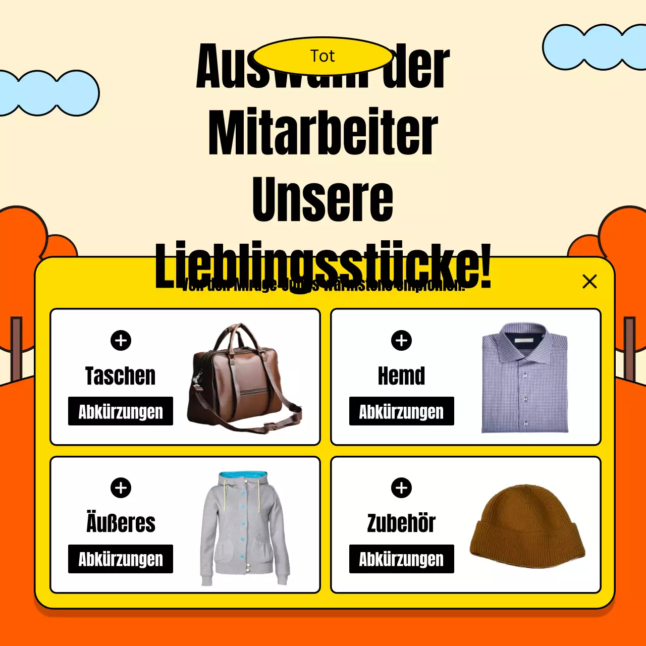 Werbung für eine einfache Herbstveranstaltung im Einkaufszentrum in Orange und Gelb