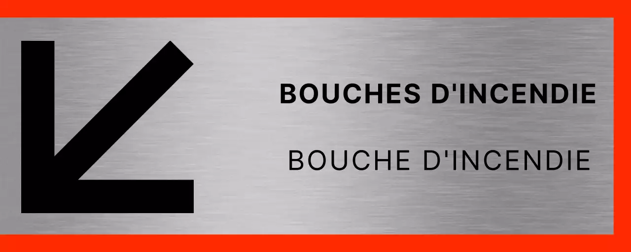 Emplacement des bouches d'incendie avec de grandes flèches noires et rouges
