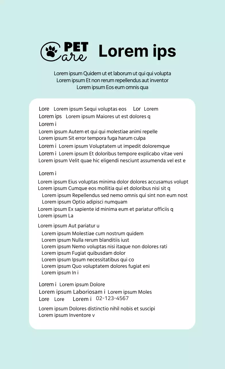 Hellblaues Logo Gepflegte Etiketten mit Haustierdetails