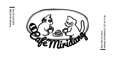 Niedliche Waschbär und Katze Illustration Emblem Logo-Stil für Cafe Informationen und Dienstleistungen