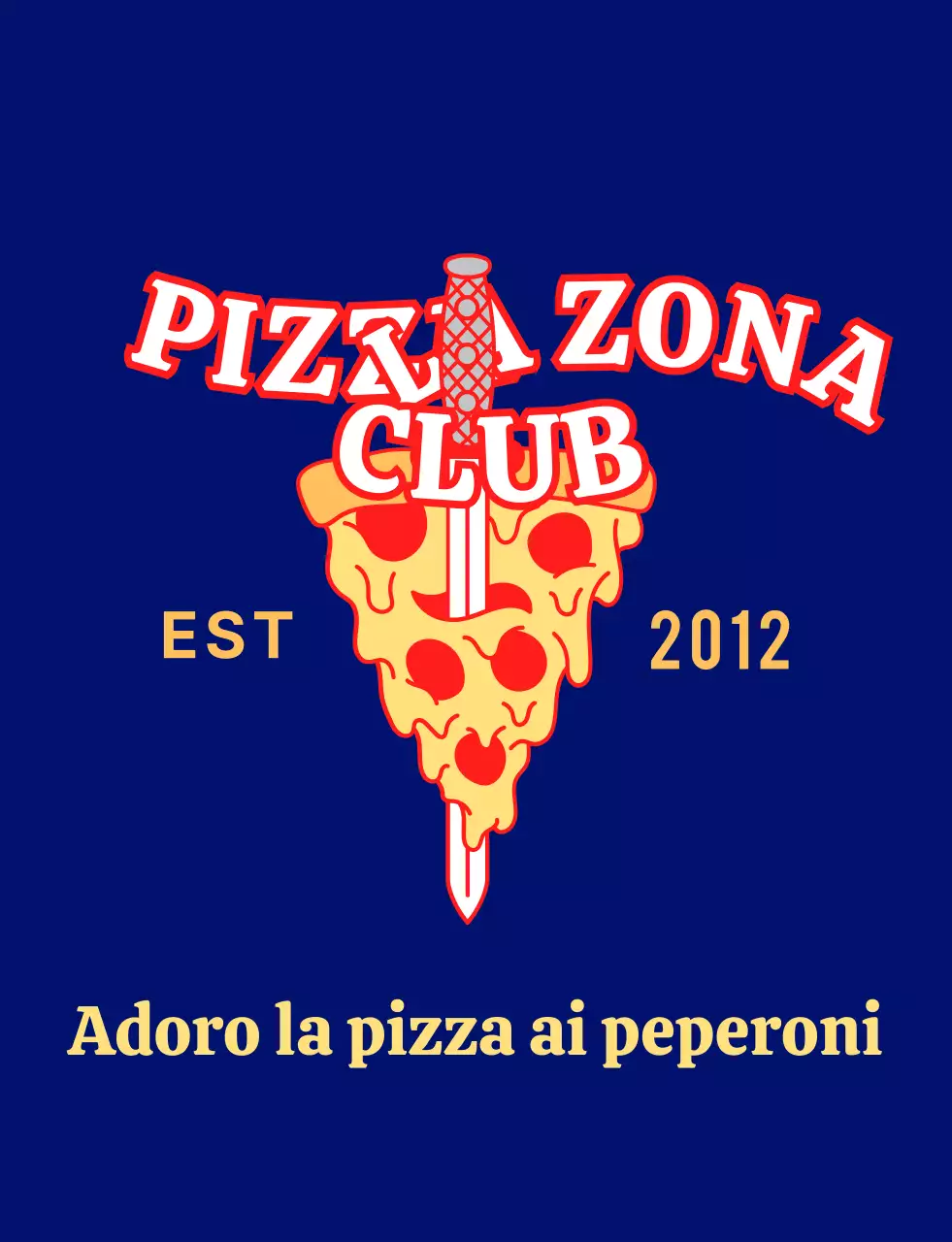 Un dipendente di una pizzeria alla moda in rosso e giallo