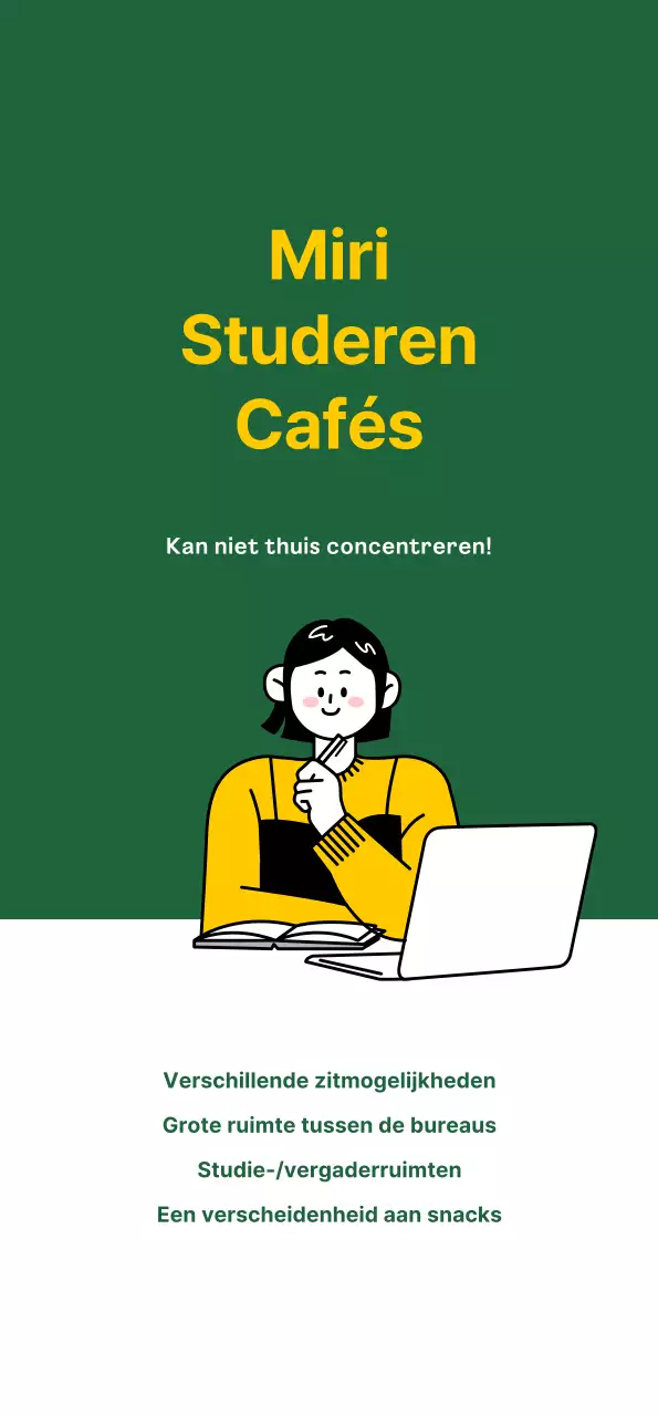 Promoot je studiecafé met een schone, groene achtergrond