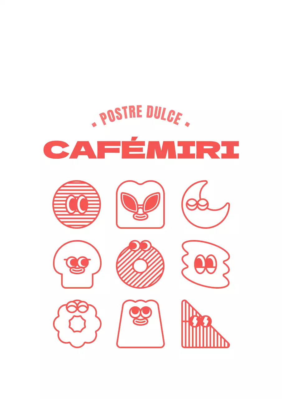 Simpática y adorable combinación de ilustración de postre en estilo rosa y blanco para merchandising y promociones de cafeterías.