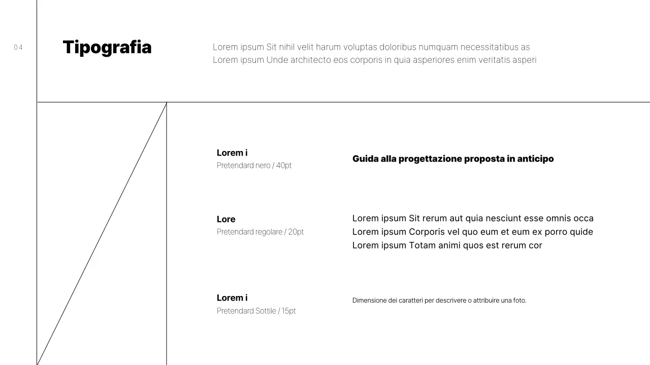 Proposta di guida al design del marchio semplice con linee nere