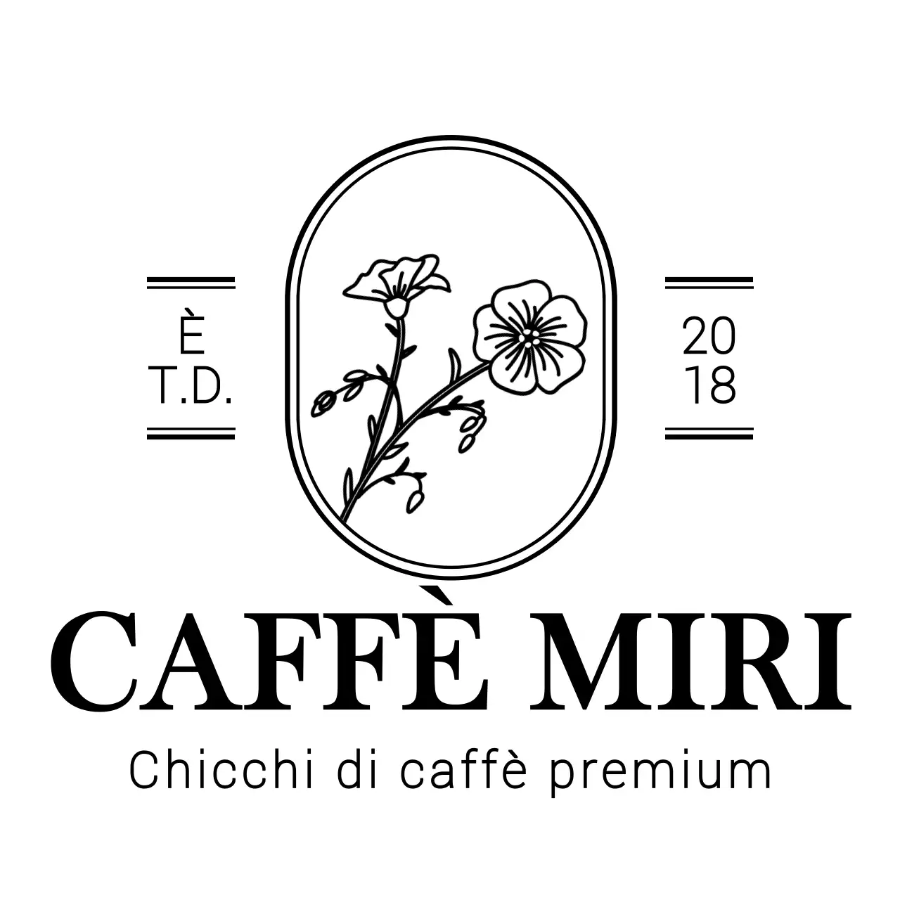 Emotivo botanico illustrazione logo stile caffè in nero