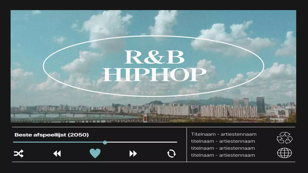 Een lichtblauwe en zwarte urban geïnspireerde R&B hiphop afspeellijst