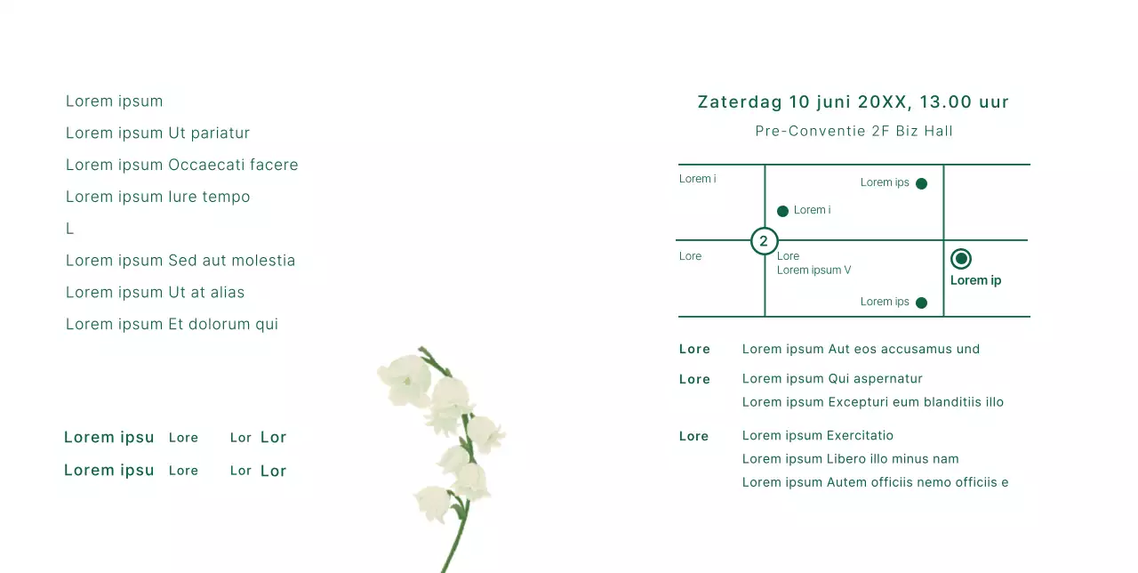 Eenvoudige en sentimentele huwelijksuitnodiging met illustratie van witte lelies en gele bloemen