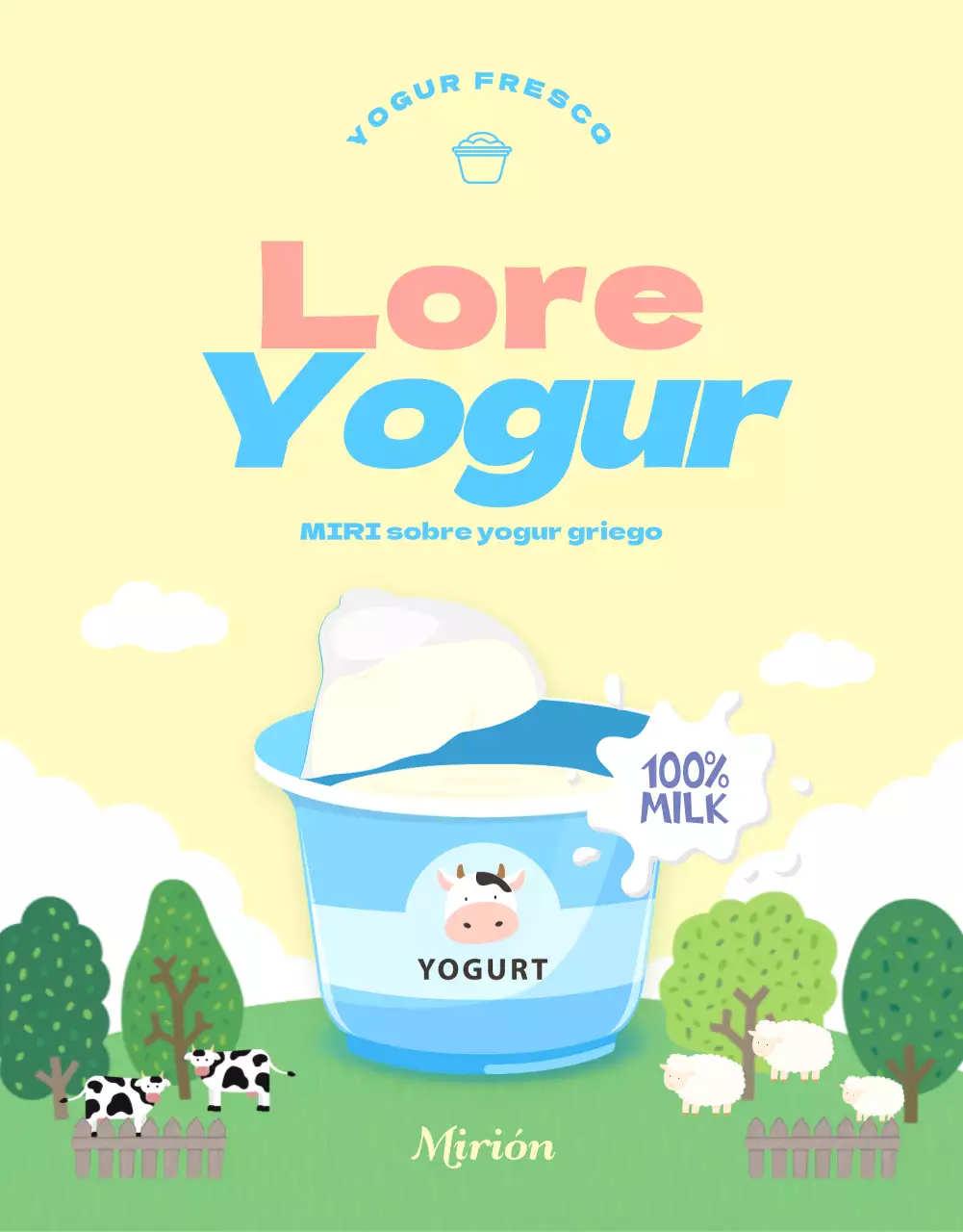 Información sobre el yogur en simpáticas ilustraciones en tonos pastel