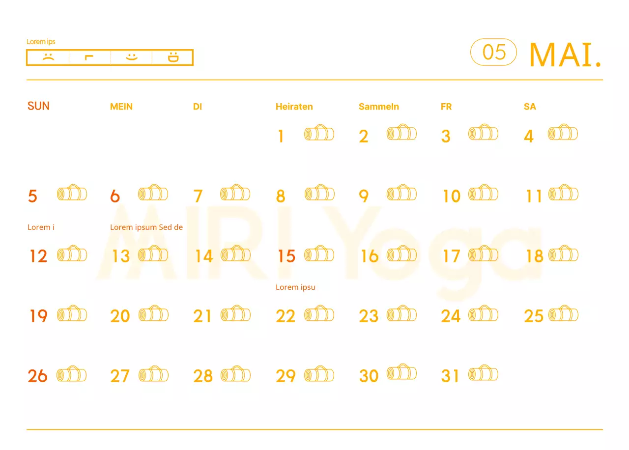 Orangefarbene Kalender zum Verschenken bei der Werbung für Ihr Yogastudio