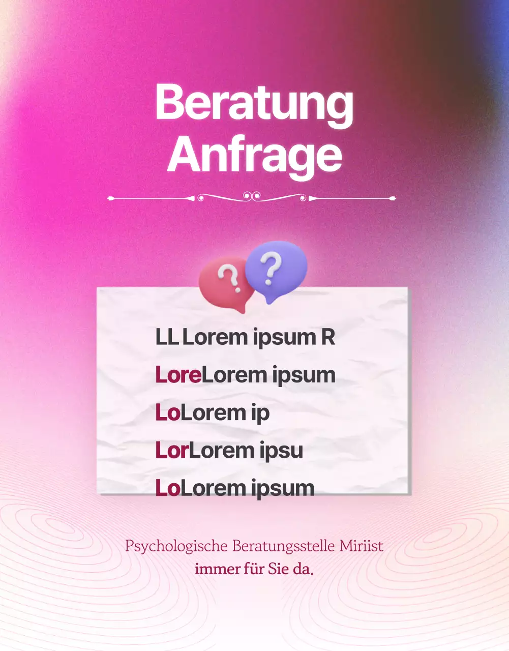 Förderung der rosa, verträumten, emotionalen Psychotherapie