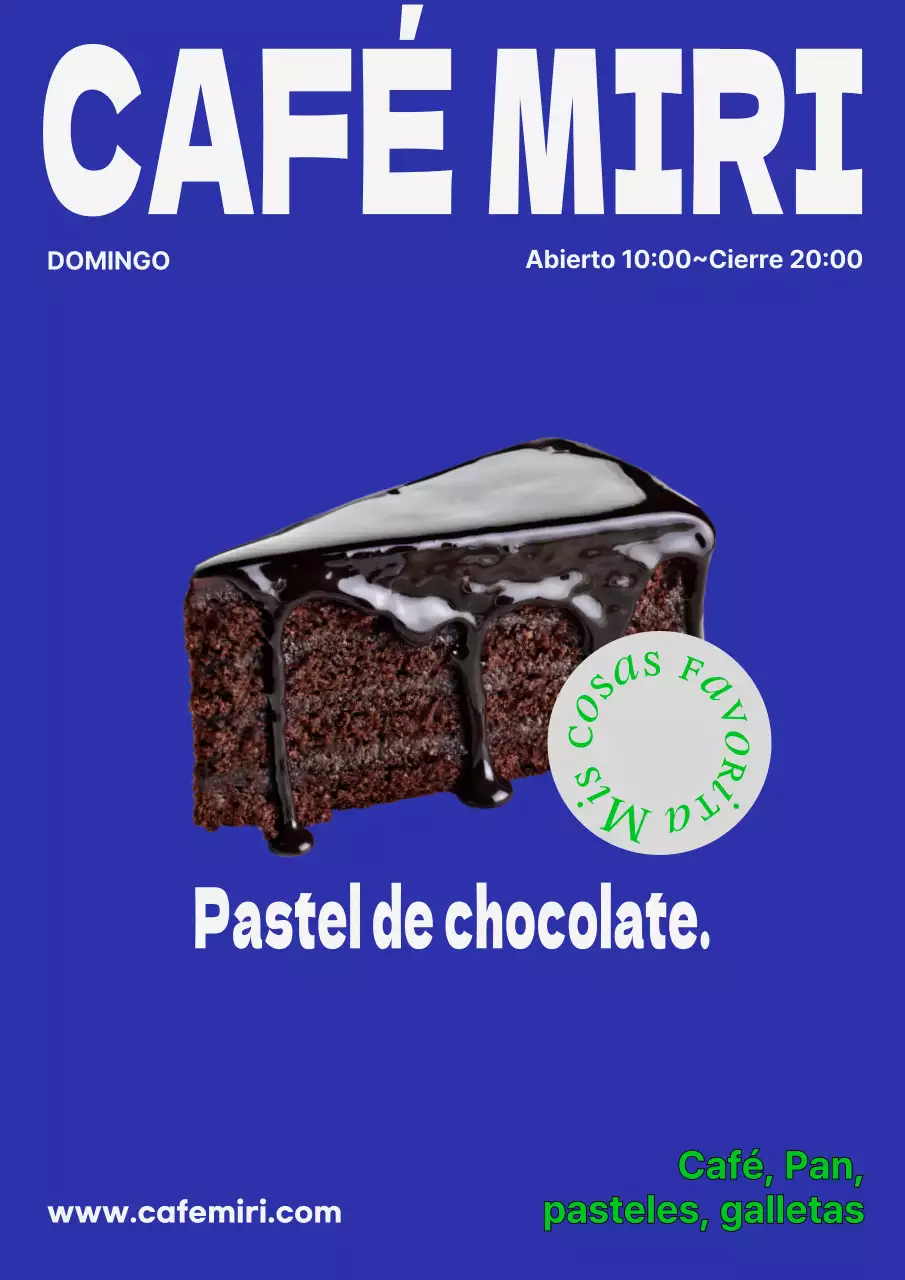 Promueva un pastel de chocolate de moda en azul