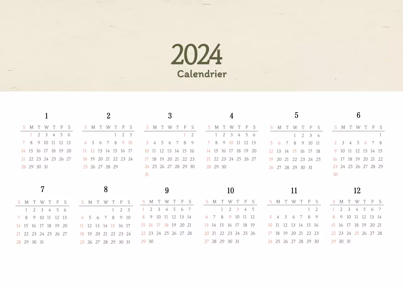 Calendrier des coupons de restaurants coréens traditionnels en beige et marron