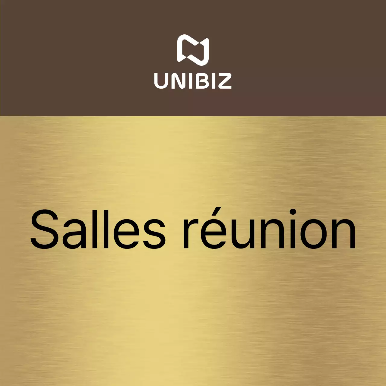 Panneau simple avec des noms de départements d'entreprises marron et noir et des formes carrées.
