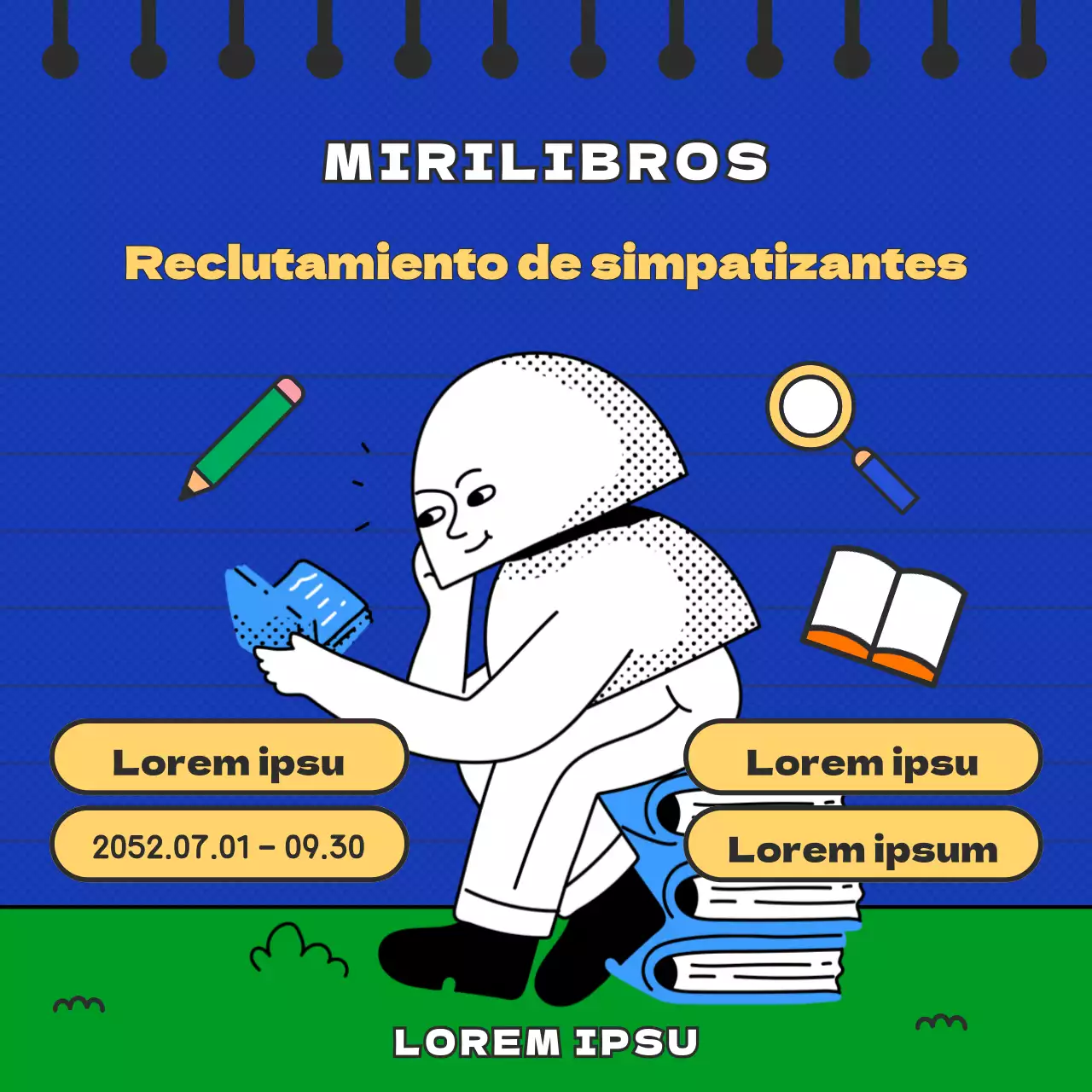 Editorial de concepto retro azul y verde busca colaboradores