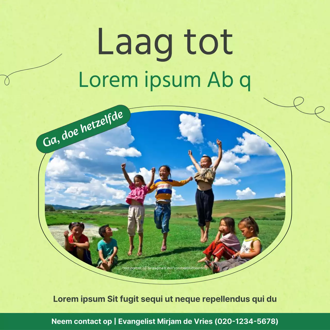 Promoot de missie van je kerk in een eenvoudig marineblauw en groen kleurenschema