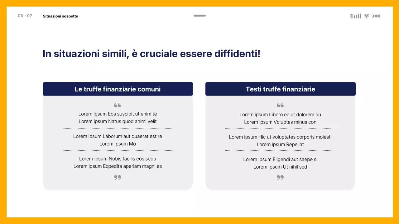 Tema di educazione alla frode finanziaria con modello mobile