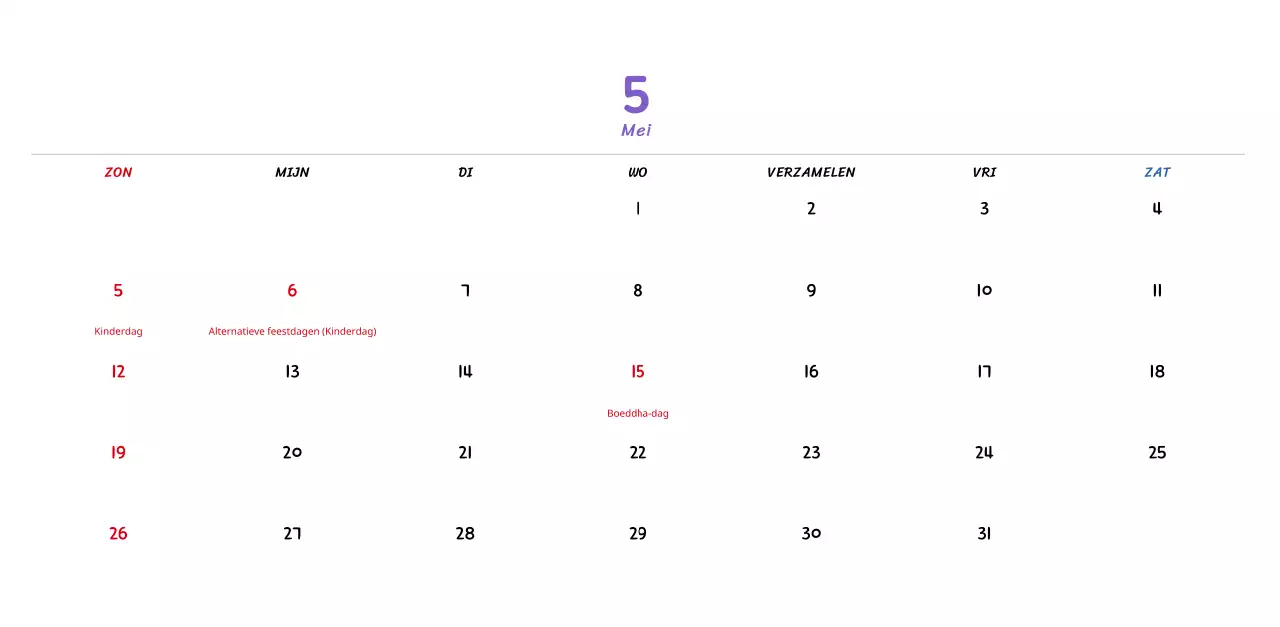 Nieuwjaarskalender met schattige lijnillustraties