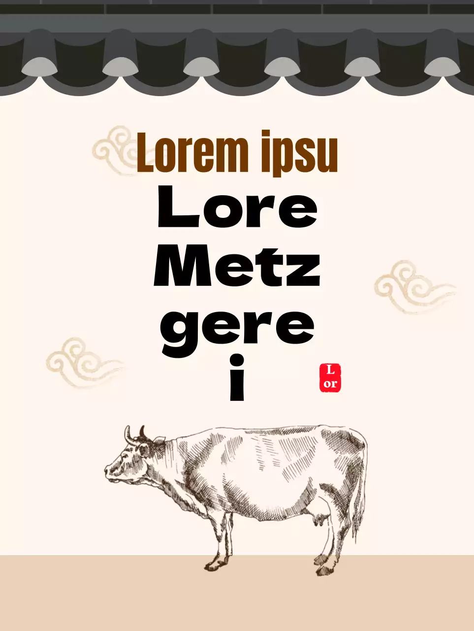 Traditionelles Konzept einer Metzgerei in einem beige gefliesten Haus