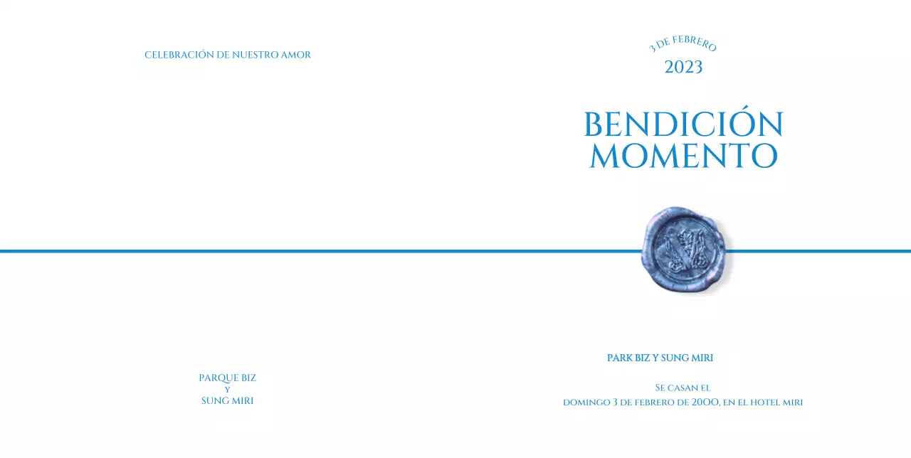 Invitaciones de boda sencillas en lacre azul