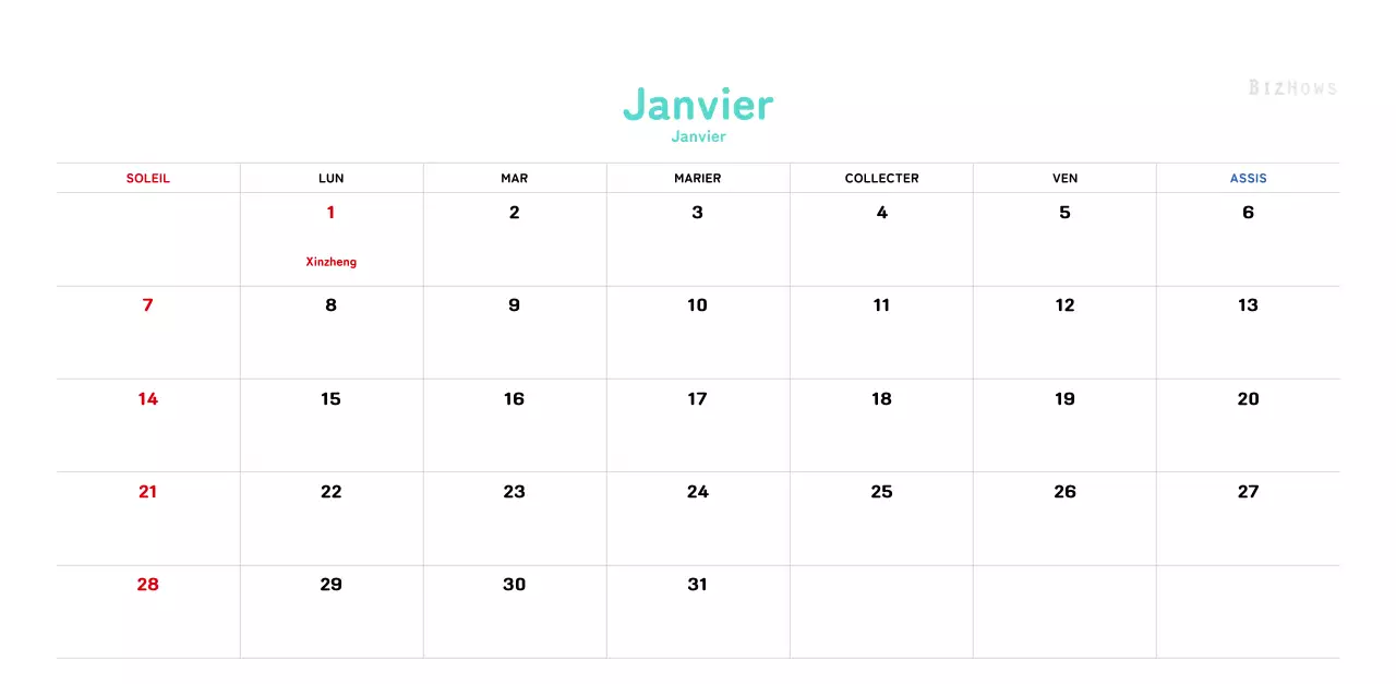 Un calendrier du Nouvel An chaleureux et illustré