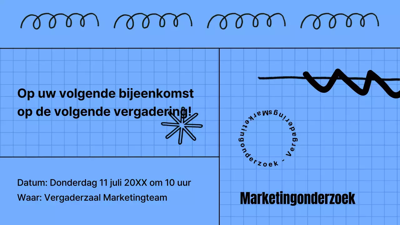 Marketingstudiepresentatie met blauw notitieblokconcept