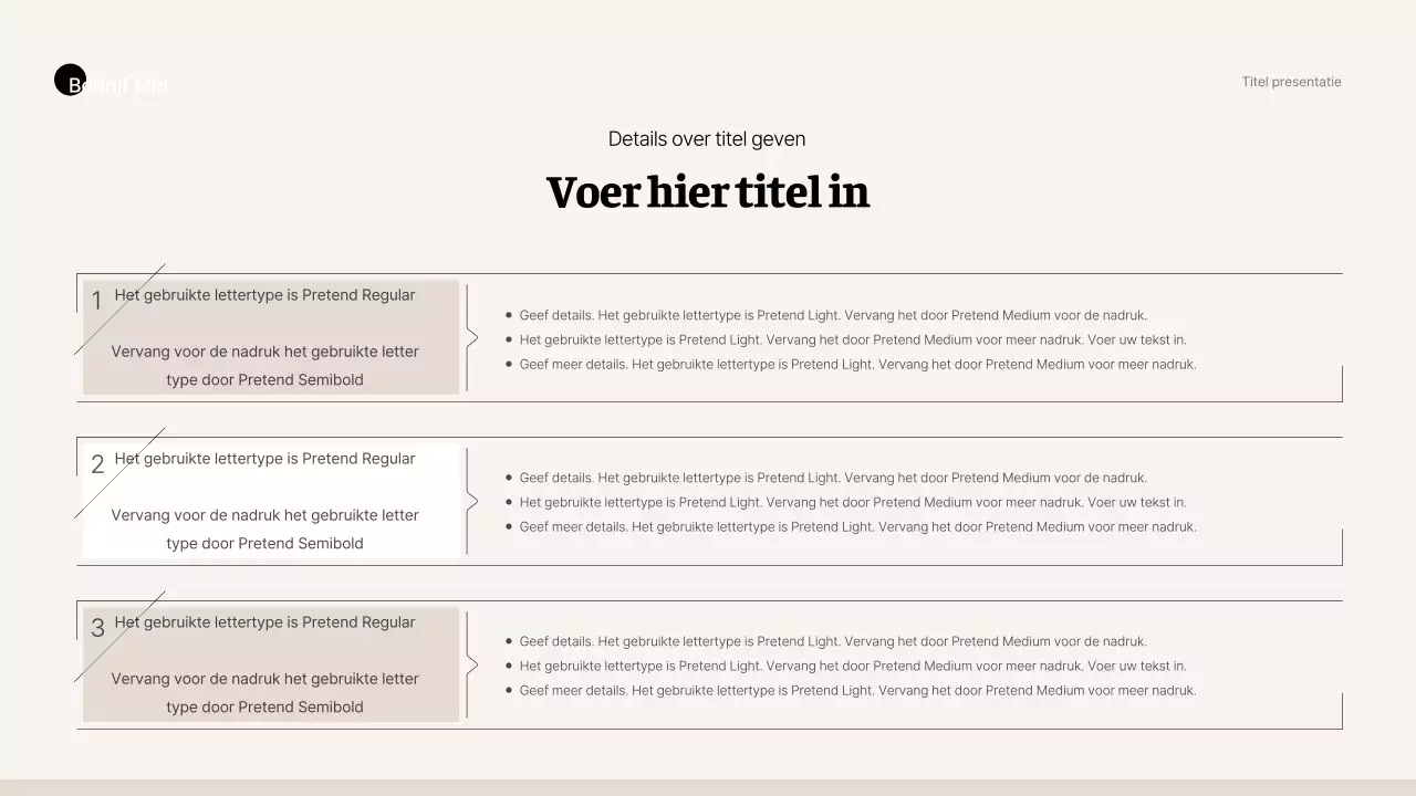 Eenvoudige zakelijke stijl in beige en bruin