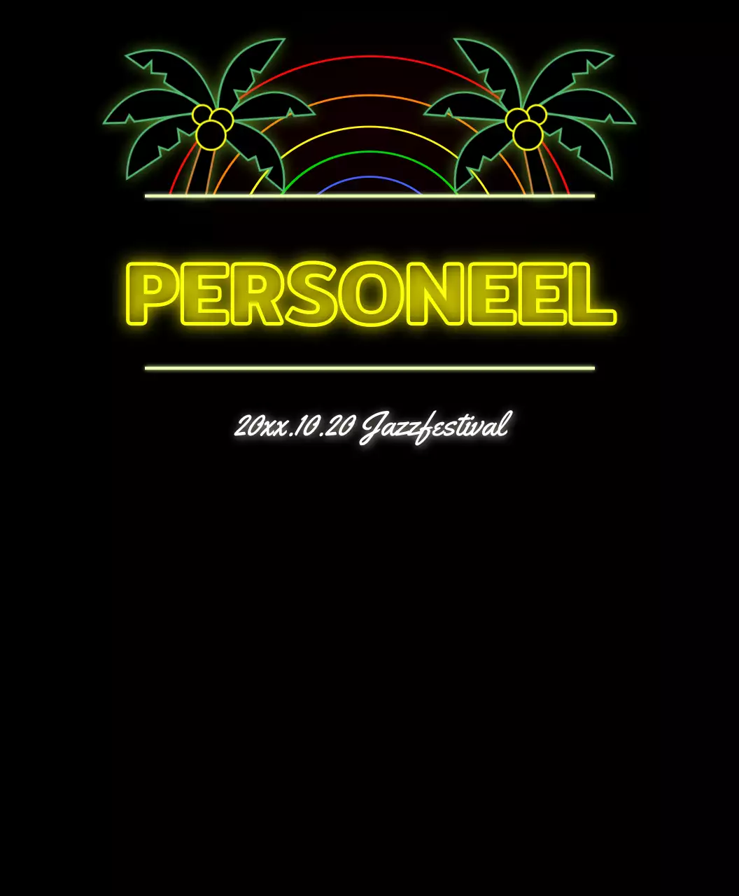 Jazz festival t-shirt met roze en veelkleurige neonlichten