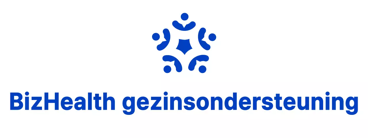 Blauw met zwarte, strakke logostijl voor het informeren en promoten van informatie van het centrum voor gezinsondersteuning