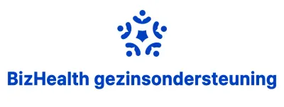 Blauw met zwarte, strakke logostijl voor het informeren en promoten van informatie van het centrum voor gezinsondersteuning