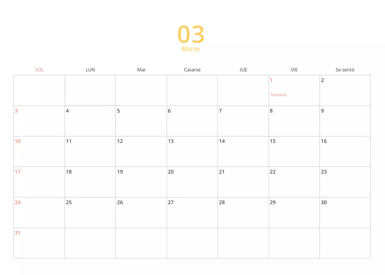 Calendario ilustrado multicolor