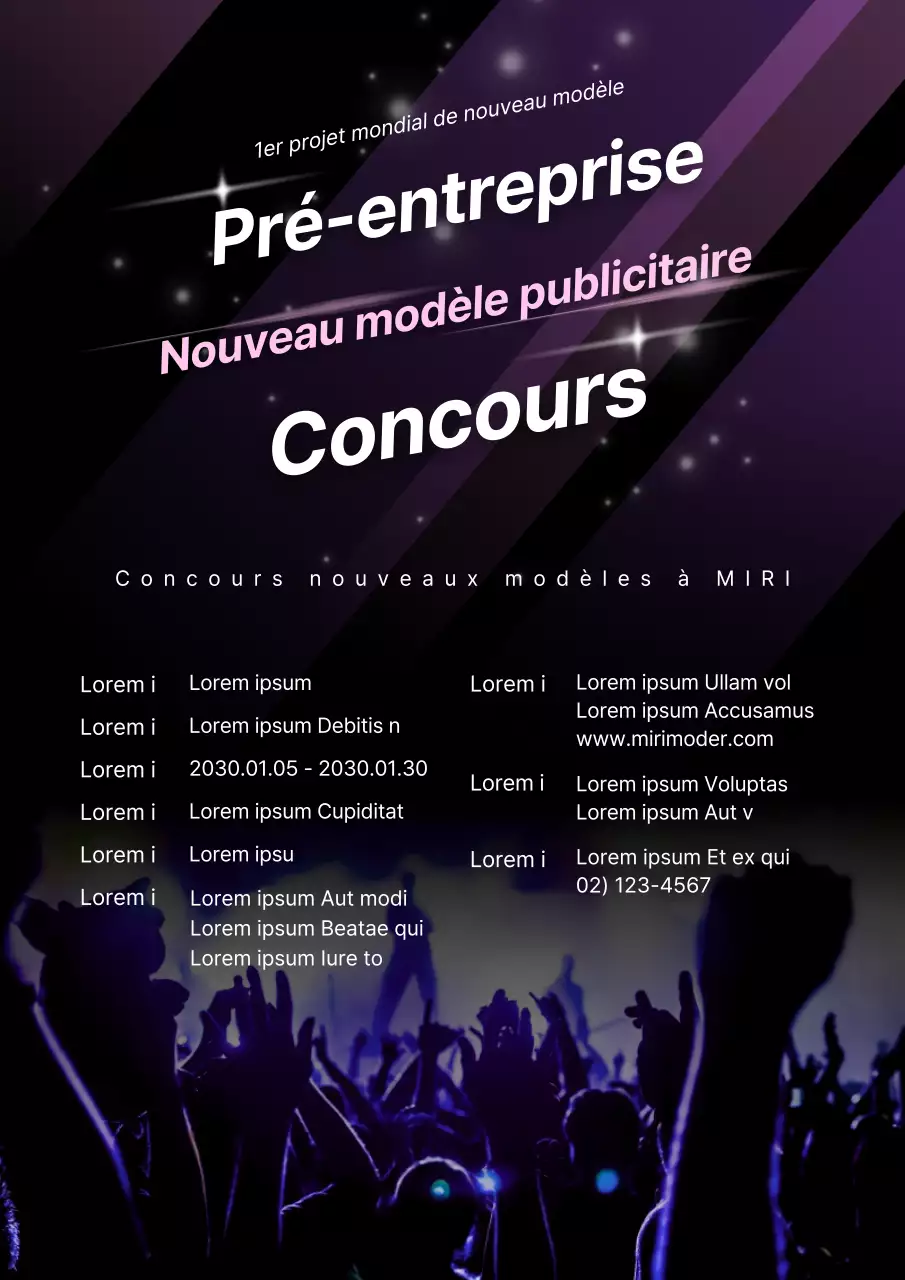 Annonce d'un concours pour la création d'un nouveau modèle de publicité pour le noir et le violet