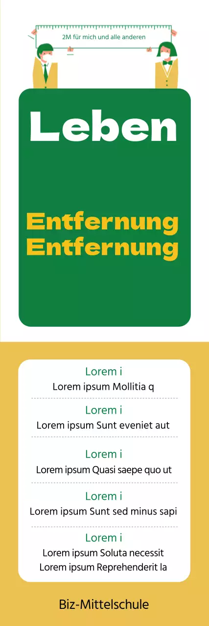 Grün-gelbe niedliche Studenten-Illustration Leitfaden zur Distanzierung im täglichen Leben