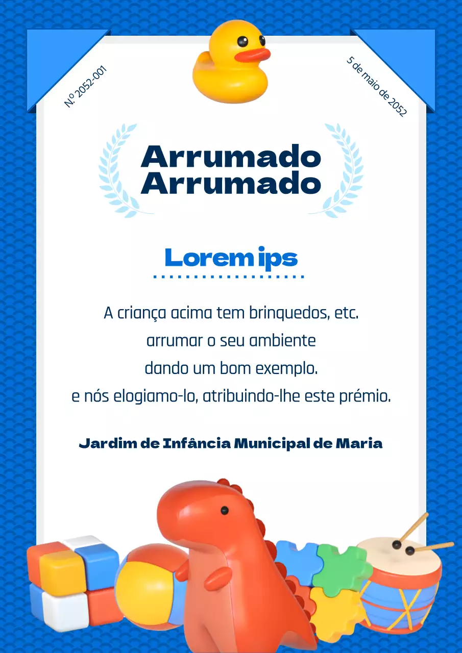 Lista de arrumação do jardim de infância em azul e branco