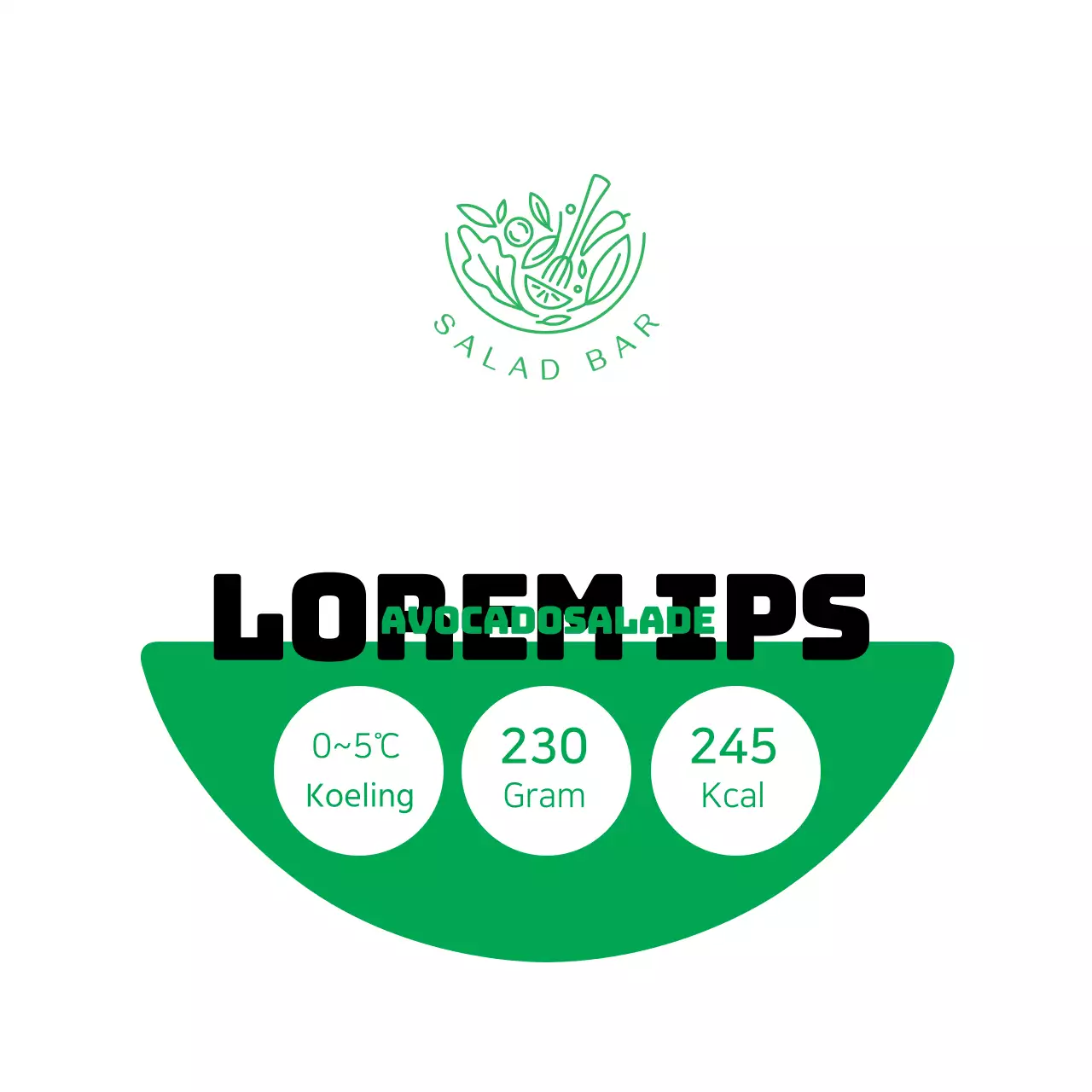 Keurige witte en groene avocadosalade-etiketten