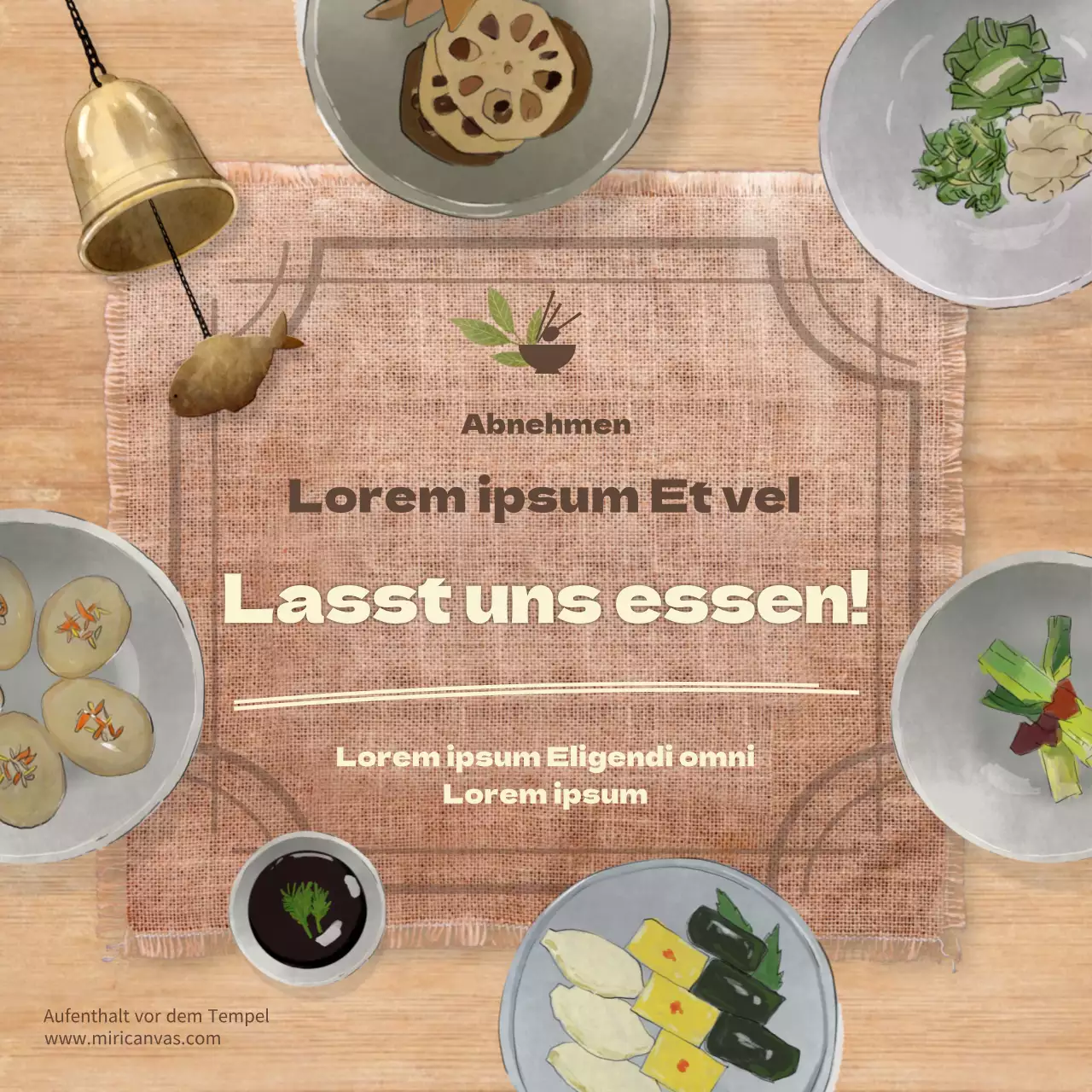 brauner TempelLebensmitteltisch thematische RezepteSoziale MedienQuadrat