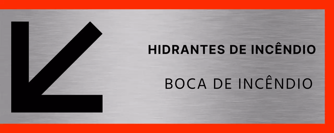 Localização das bocas-de-incêndio com grandes setas pretas e vermelhas