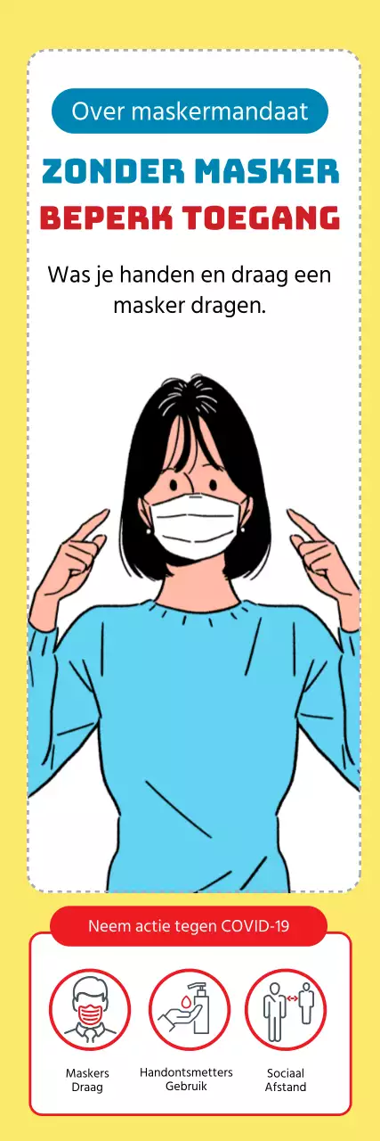 Ga niet naar binnen zonder geel geïllustreerd masker