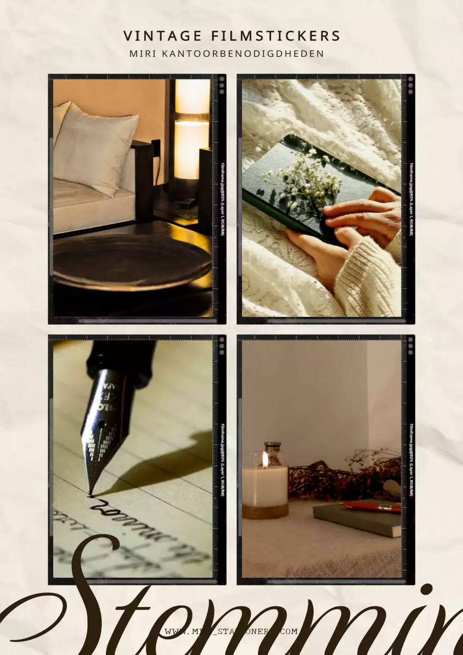 Beige en zwarte briefpapier merkfolie sticker