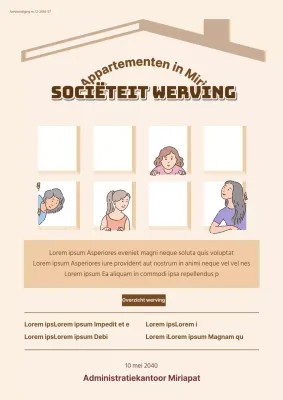 Een wervingsbericht voor een beige-bruine appartement sorority.