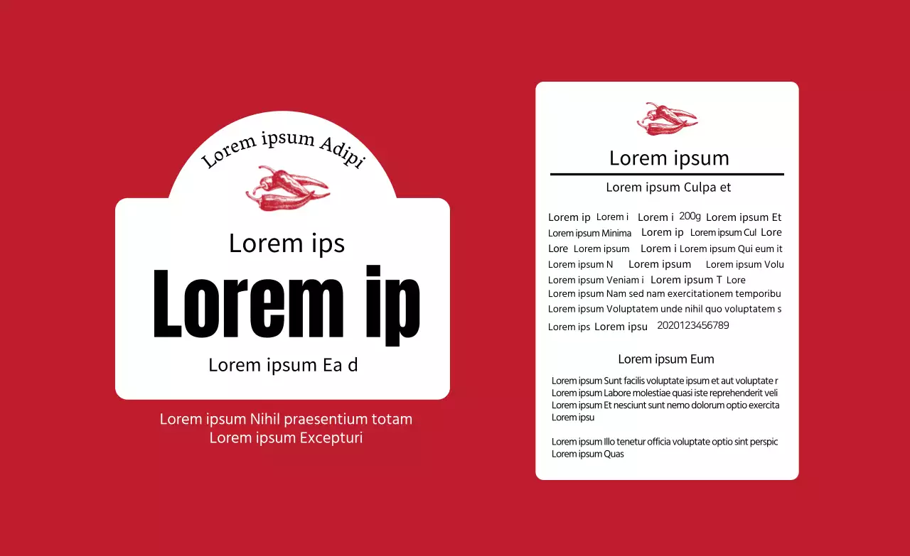  Etiquetas rojas ilustradas con información alimentaria